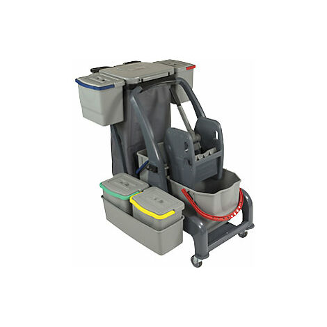 Pulizie Professionale Carrello Pulizia Con Doppio Secchio MCAR PE Profi 36 Litri - Grigio, Con Vasca Portaoggetti Secchio Lavapavimenti Doppia Vasca - Foto 5