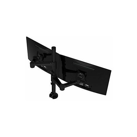 GRIFEMA Braccio Monitor Doppio per Schermi 13-32'', Supporto Doppio Monitor Altezza Regolabile, Base Allargata, Inclinazione, Girevole, Rotazione, Gestione dei Cavi, Fino a 10 kg, VESA 75/100mm