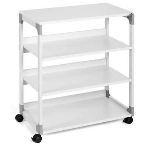 Carrello da Ufficio in Acciaio Durevole con 2 Ripiani, Ruote, 88 cm, Grigio (1/4)