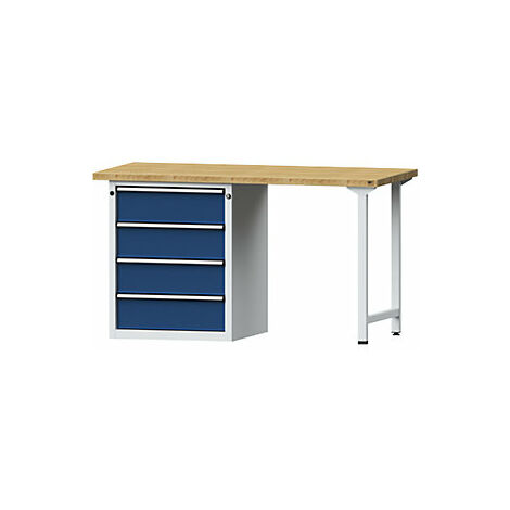 Banco Da Lavoro Mobile Seville Classics Con 4 Cassetti - 122x51x95cm, Grigio