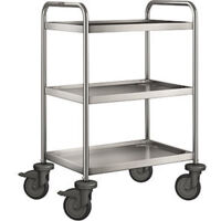 BPRO Carrello di servizio BLANCO in acciaio inox con 3