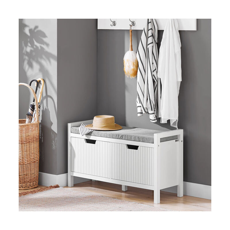 SoBuy - Mobile Scarpiera Panca Ingresso Cassapanca Contenitore Moderna L91* P30*a50 Cm Nero Fsr63-sch - 2