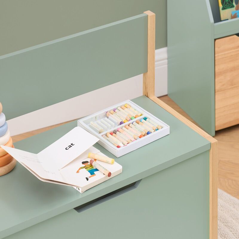 Panca Scarpiera Per Bambini SoBuy - Contenitore Giocattoli Verde 64x30x55cm - In Legno E MDF