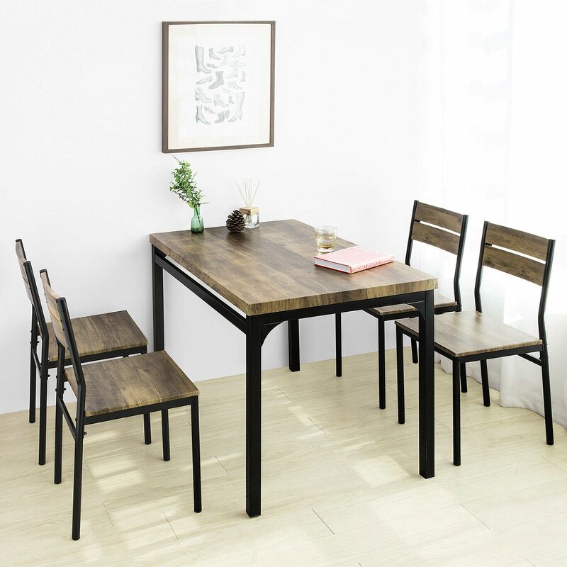 SoBuy Set 5 Pezzi Tavolo con 4 sgabelli da Pranzo Soggiorno Cucina e  Ristorante OGT28-N+FST72x4