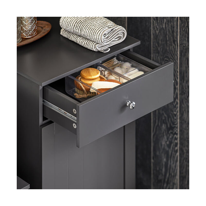 Mobile Portabiancheria Per Bagno Con Cesto | L78 X P38 X A90 Cm, Bianco - Con Cassetti - Foto 7