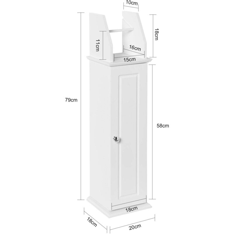 Porta Carta Igienica Da Bagno - Mobiletto Bianco-Naturale 20x18x75 Cm