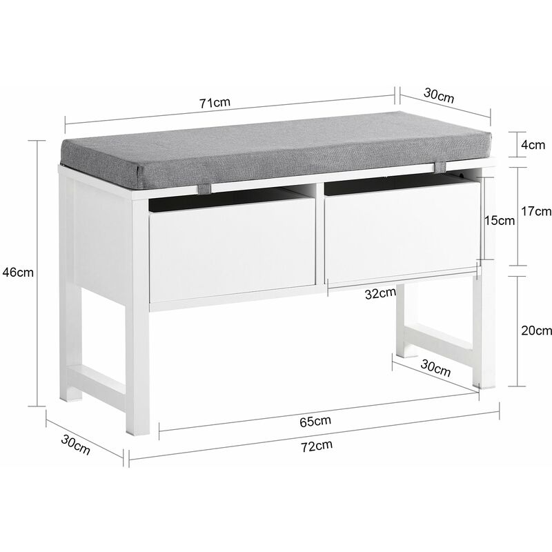 Relaxdays Panca Contenitore con 4 Cassetti, Pieghevole, Ingresso o Camera  Letto, HLP: 39x60x38 cm, Porta Giochi, Grigio