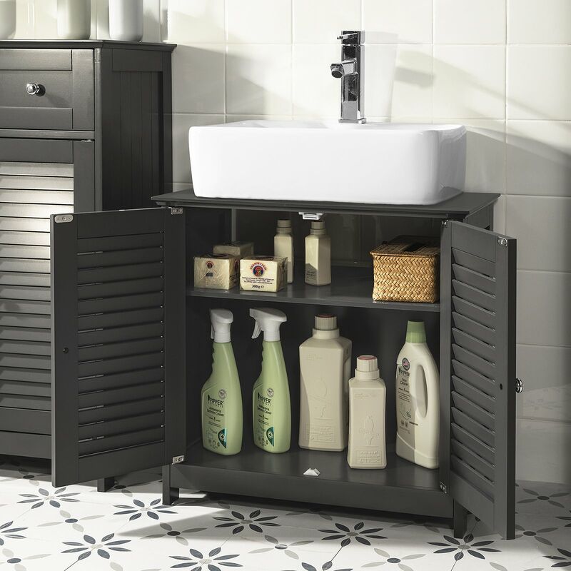 SoBuy Mobiletto per lavandino bagno Mobile sotto lavabo con 2 ante senza  lavandino (Bianco, Per lavabo a terra) FRG237-II-W : .it: Casa e  cucina