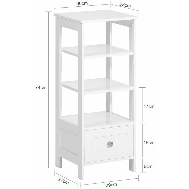 SoBuy Tavolino comodino alto con cassetto e ripiani Tavolino divano  L30xP28xA74cm FBT91-W