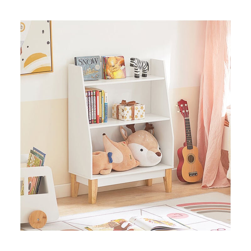 Libreria per bambini Scaffale con 8 scomparti aperti Scaffale per  giocattoli Bianco 106x30 x104cm KMB55-W SoBuy