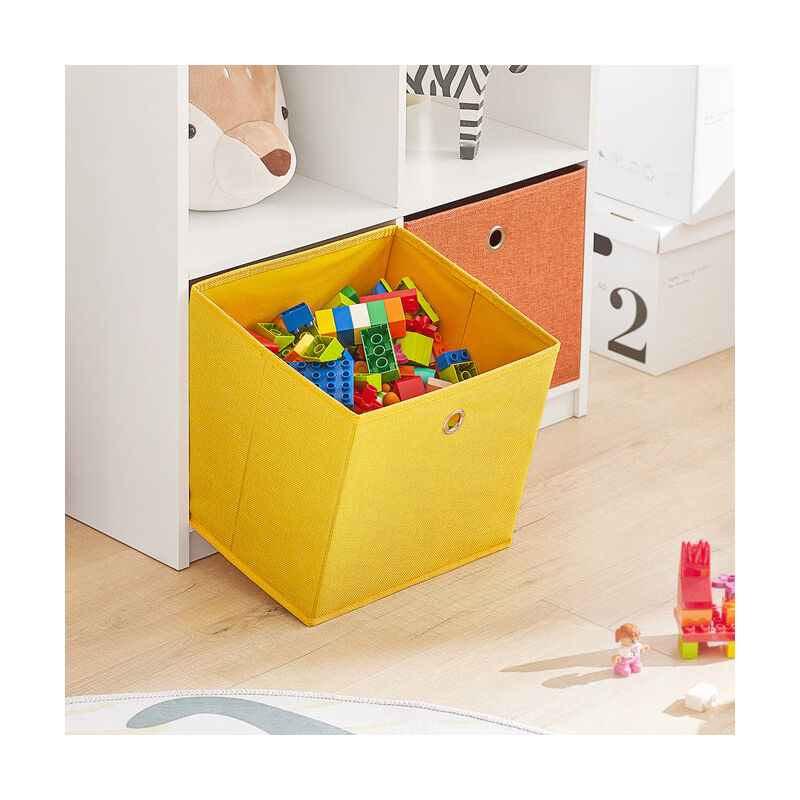 SoBuy Libreria per bambini Scaffale per bambini con 2 scatole in tessuto  Organizer per giocattoli Bianco KMB49-W
