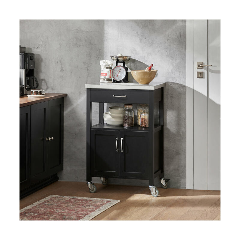 SoBuy Carrello cucina, carrello da servizio con piano in acciaio  colore:Nero, FKW22-SCH