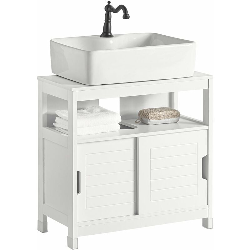 SoBuy Mobiletto per lavandino bagno Mobile sotto lavabo con 1 anta  Bianco-Naturale 60x29x60cm BZR75-W : : Casa e cucina