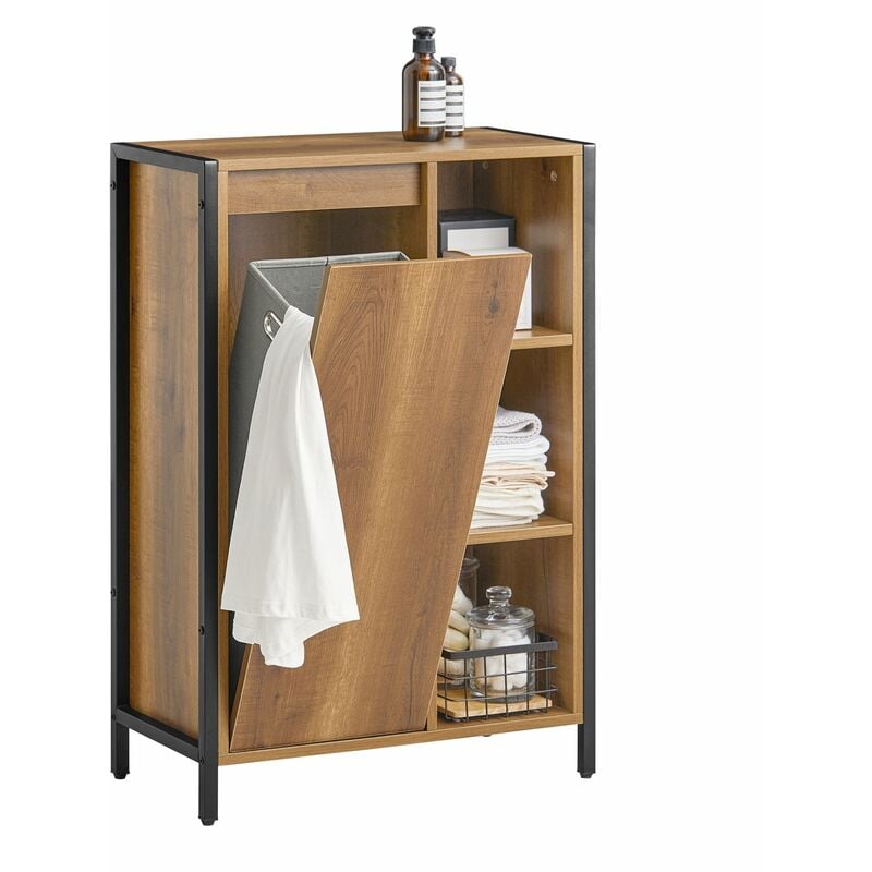 SoBuy Mobile colonna bagno alto con portabiancheria apribile BZR102-W IT