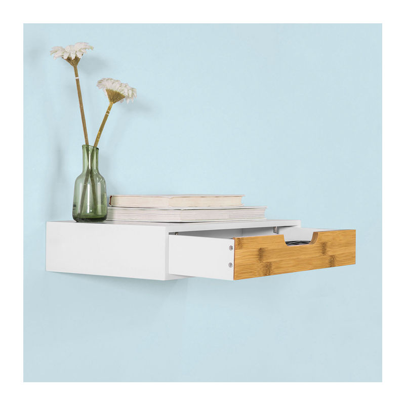 Mensola Da Muro Libreria Mensola Con Cassetto Con Cassetti Bianco FRG43-W  SoBuy