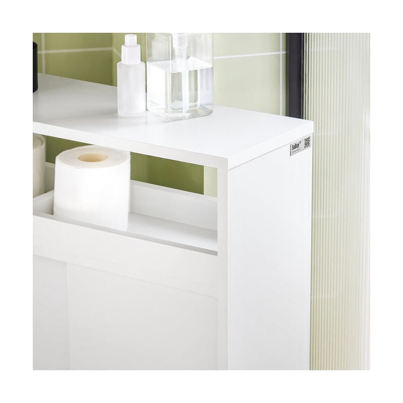 SoBuy organizer bagno mobile bagno salvaspazio portarotolo bianco BZR02-W