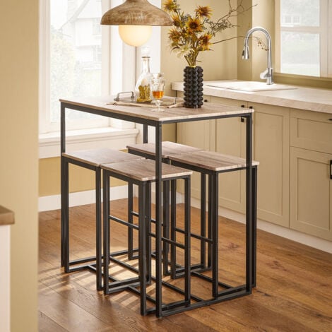 SoBuy Set 5 Pezzi Tavolo con 4 sgabelli Mobile Bar per casa Stile Industriale L100P60A96cm Legno OGT15-N