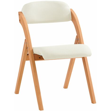 SoBuy Sedia Pieghevole Sedia da cucina con sedile e schienale imbottiti Sedia da scrivania in faggio bianco FST92-W