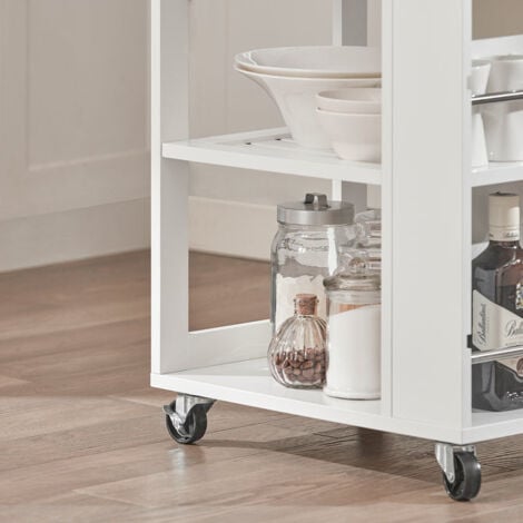 Mobiletto Cucina Salvaspazio Carrello Cucina Con Cassetti Credenza Soggiorno Moderno Con Ruote Mobile Dispensa L50P37A86 Cm FKW12-II-W SoBuy