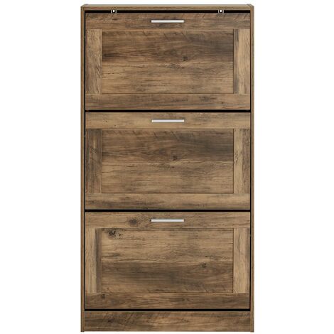 Scarpiera Ribaltabile Scarpiera A 3 Ribalte Portascarpe Salvaspazio Slim, 60x23x115cm, Noce, FSR137-L-F SoBuy