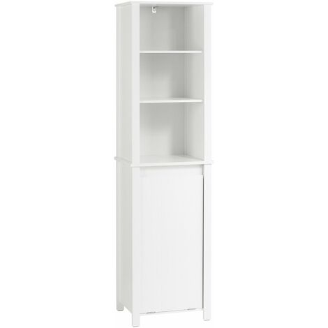 Mobile Colonna Bagno Mobile Alto Con Portabiancheria Apribile Mobile Bagno Mobile Bagno Stretto Bianco 45x35x171cm BZR102-W SoBuy