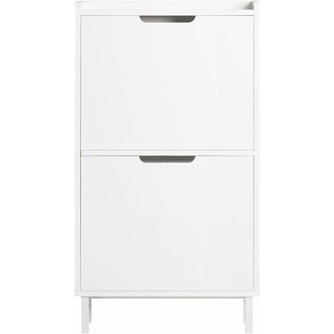 Scarpiera Impilabile LOWOSA 2 Ripiani – Bianco, Confezione Da 2 – Contenitore Per 6-9 Paia, Legno, Per Armadio E Ingresso - 2