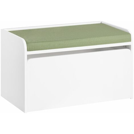 Cassapanca Portagiochi Per Bambini Scatola Portaoggetti Scarpiera Con Sedile Bianco 60x34x35cm KMB80-W SoBuy