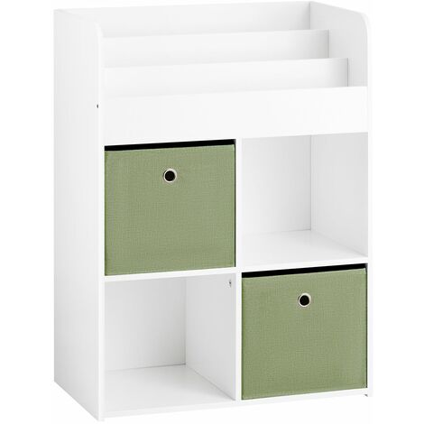 Libreria Per Bambini Scaffale Con 2 Scatole In Tessuto Organizzatore Di Giocattoli Bianco 60x34x80cm KMB79-W SoBuy