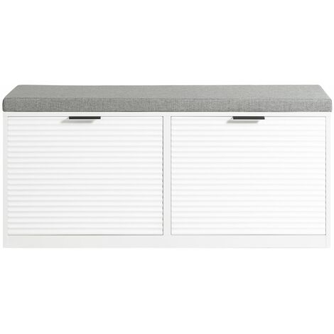 Panca Da Ingresso Scarpiera Con Sedile Scarpiera Con 2 Ribalte Bianco 105x35x48 Cm FSR147-W