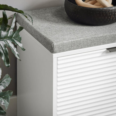 Panca Scarpiera Con Seduta SoBuy Bianco - Cassapanca Per Ingresso Con Ripiani Regolabili, L71xP35xA43 Cm - Foto 3