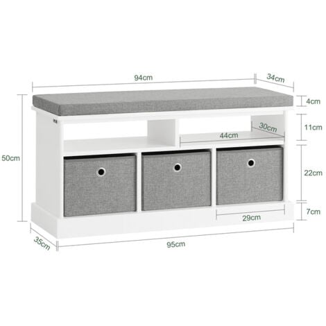 Panca scarpiera Cassapanca da Interno Mobile Bagno Bianco FSR67-HG SoBuy