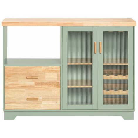 Credenza buffet con 2 ante in vetro Mobile da cucina Mobile microonde 120x40x90cm Verde FSB81-GR SoBuy
