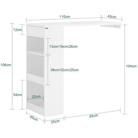 Tavolo Alto Bar Tavolo Da Pranzo Tavolo Da Balcone Penisola Cucina Nero  120x50x105cm FWT100-SCH SoBuy