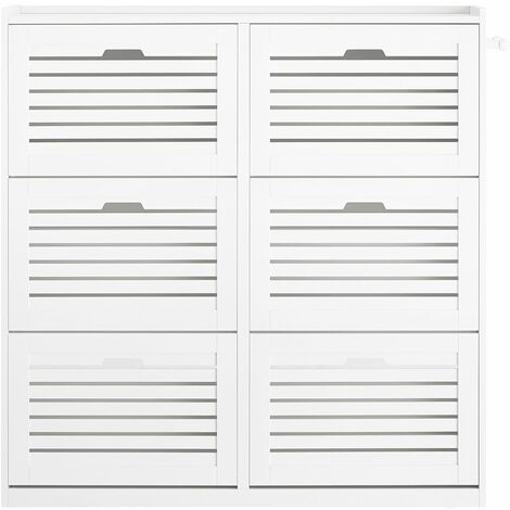 Scarpiera Con 6 Ribalte Scarpiera Con 12 Ripiani Portascarpe Salvaspazio Regolabili Bianco, FSR145-W SoBuy