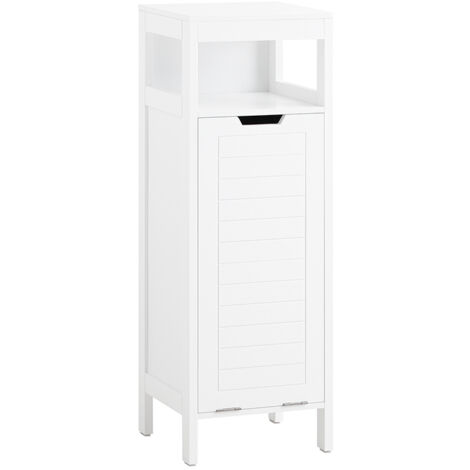 Mobile Lavanderia Con Sacco Portabiancheria Pieghevole Cassettiera Portabiancheria Mobiletto Bagno Bianco 30x30x90 Cm BZR122-W SoBuy