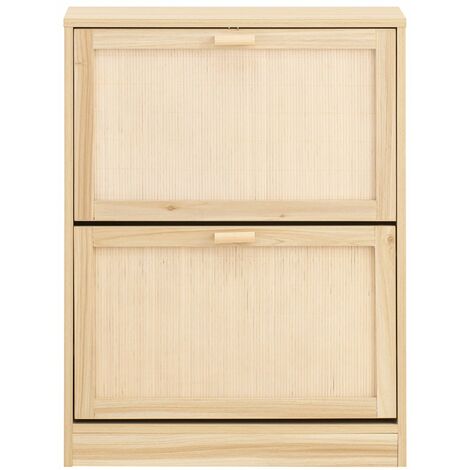 SoBuy Scarpiera Slim Da Ingresso Con 2 Ante E 2 Ripiani Naturale 60x24x80cm FSR160-N