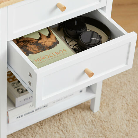 Comodino Bianco Con Cassetto - 45x30x69cm Per Divano - Foto 3