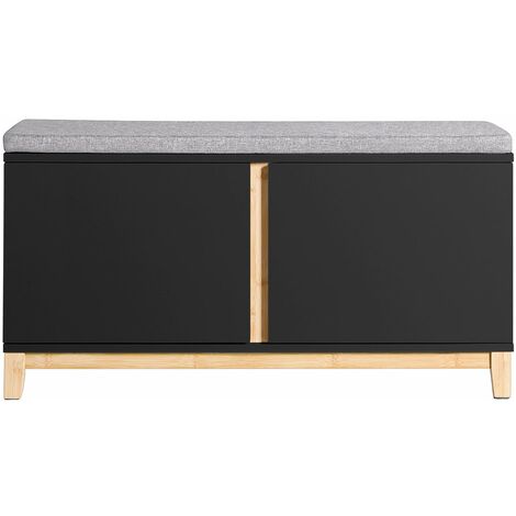 SoBuy Panca Scarpiera Ingresso Con Seduta, Cassapanca Contenitore Con 2 Ante, 90x34x46cm FSR117-SCH