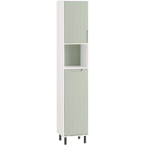 SoBuy Armadio Colonna Bagno Mobiletto Salvaspazio Scaffale Alto Mobiletto Bagno Con Portabianchiera Verde 31x30x167cm BZR137-GR