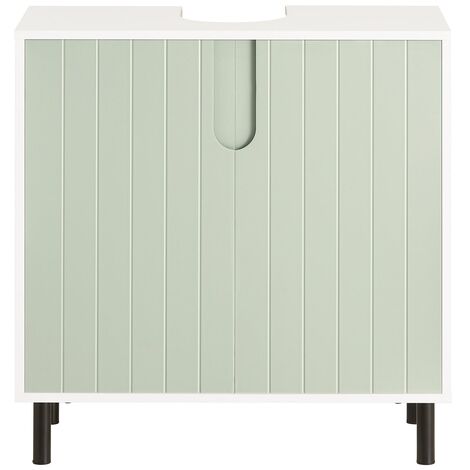 SoBuy Mobile Sottolavabo Mobile Bagno Con Armadietto A 2 Ante E 2 Ripiani, Mobiletto Bagno Salvaspazio In Legno Verde 60x30x60cm BZR139-GR