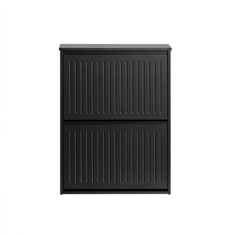 SoBuy Scarpiera Con 2 Ribalte E 4 Ripiani Scarpiera Con Scomparto Aggiuntivo Portascarpe Salvaspazio Nero 61x26x81cm FSR165-K-SCH