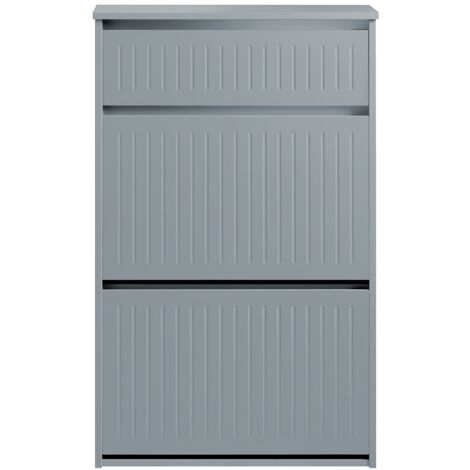 SoBuy Scarpiera Con 2 Ribalte E 1 Cassetto Scarpiera Con Scomparto Aggiuntivo Portascarpe Salvaspazio Grigio 61x26x100cm FSR165-HG