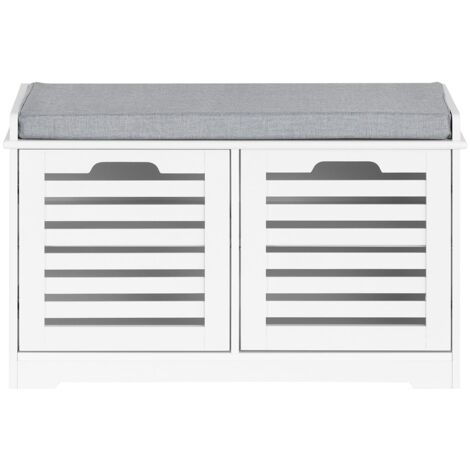 SoBuy Panca Scarpiera da Ingresso con seduta Panca Contenitore L71xP35xA43 cm bianco FSR23-II-W