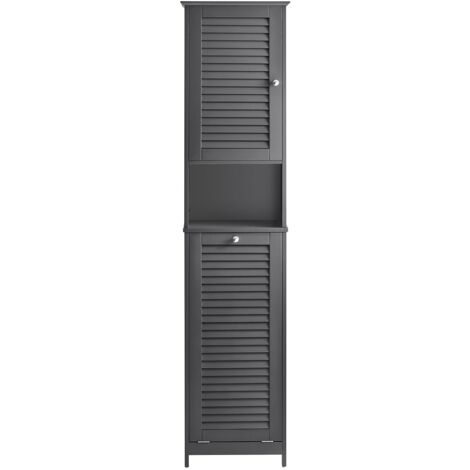 SoBuy Mobiletto bagno salvaspazio stretto Mobile bagno colonna con portabiancheria mobile lavanderia Grigio L40xP37xA170 cm BZR124-DG