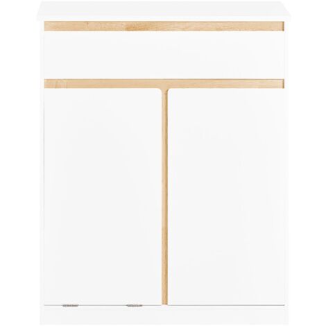SoBuy Mobile lavanderia con sacchi Portabiancheria pieghevoli Cesto portabiancheria Mobile da bagno, Bianco 71x33x85cm BZR79-W