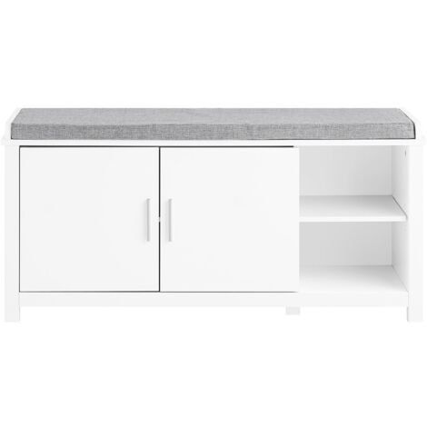 SoBuy Panca scarpiera Cassapanca Portascarpe con 2 ante Bianco e Grigio 105x35x51cm FSR168-W