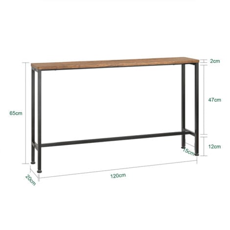 SoBuy Tavolo da Consolle Vintage Tavolo da Ingresso Tavolo per Divano salvaspazio L120P20A65 cm Marrone FSB19-N