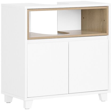 SoBuy Mobile sottolavabo con 2 ante senza lavandino Mobiletto per lavandino bagno 60x30x61cm Bianco BZR148-W