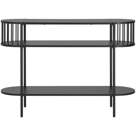 SoBuy Consolle Tavolo da ingresso Tavolino laterale con 2 ripiani stile industriale Nero 110x39x76cm FSB90-SCH