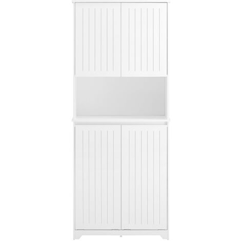 SoBuy Mobile alto con 2 cesti portabiancheria da bagno, Armadio da terra, Bianco 70x37x170cm BZR150-W (1/5)